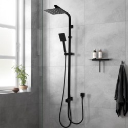 8 inch Square Black Twin Shower Set Top/Bottom Inlet 8 inch Square Black Twin Shower Set Top/Bottom Inlet